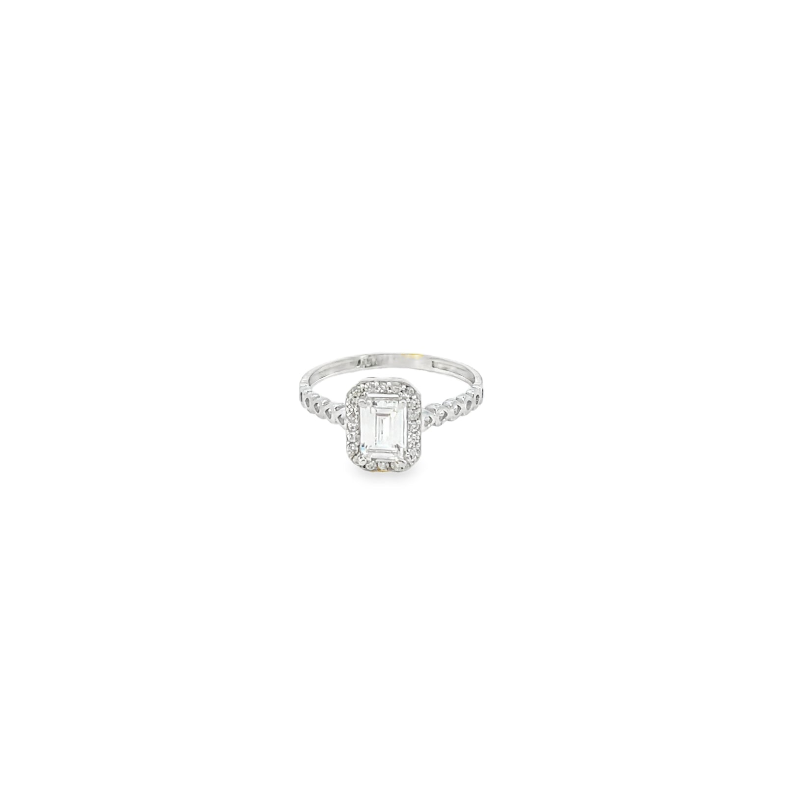 10K White Gold Emerald Cut Ring