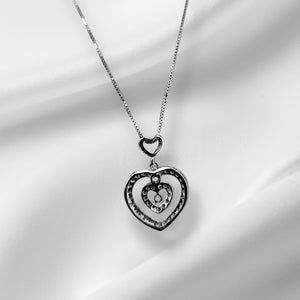 925 Sterling Silver Double Two Heart Charm/ Pendant With Box Chain