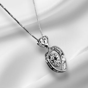 925 Sterling Silver Double Two Heart Charm/ Pendant With Box Chain