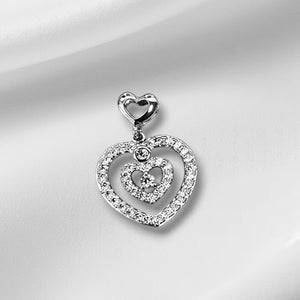925 Sterling Silver Double Two Heart Charm/ Pendant With Box Chain