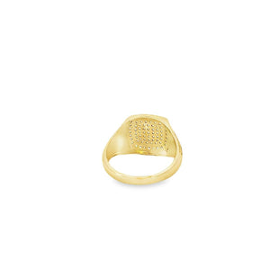 10K Real Gold Square Design CZ Greek Key Ring