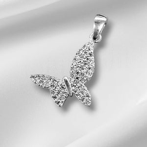 925 Sterling Silver CZ Butterfly Charm/ Pendant With Box Chain