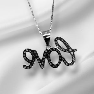 925 Sterling Silver CZ Love Charm/ Pendant With Box Chain