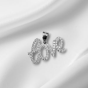 925 Sterling Silver CZ Love Charm/ Pendant With Box Chain