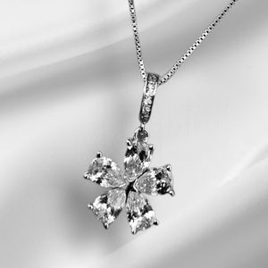 Silver Flower Dangler Charm/ Pendant With Box Chain