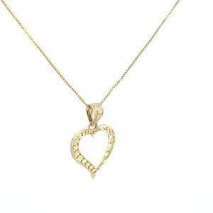 10K Real Gold Stylish Curved Heart Charm with Box Chain