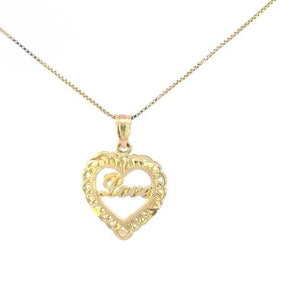 10K Real Gold Fancy Love Heart Charm with Box Chain