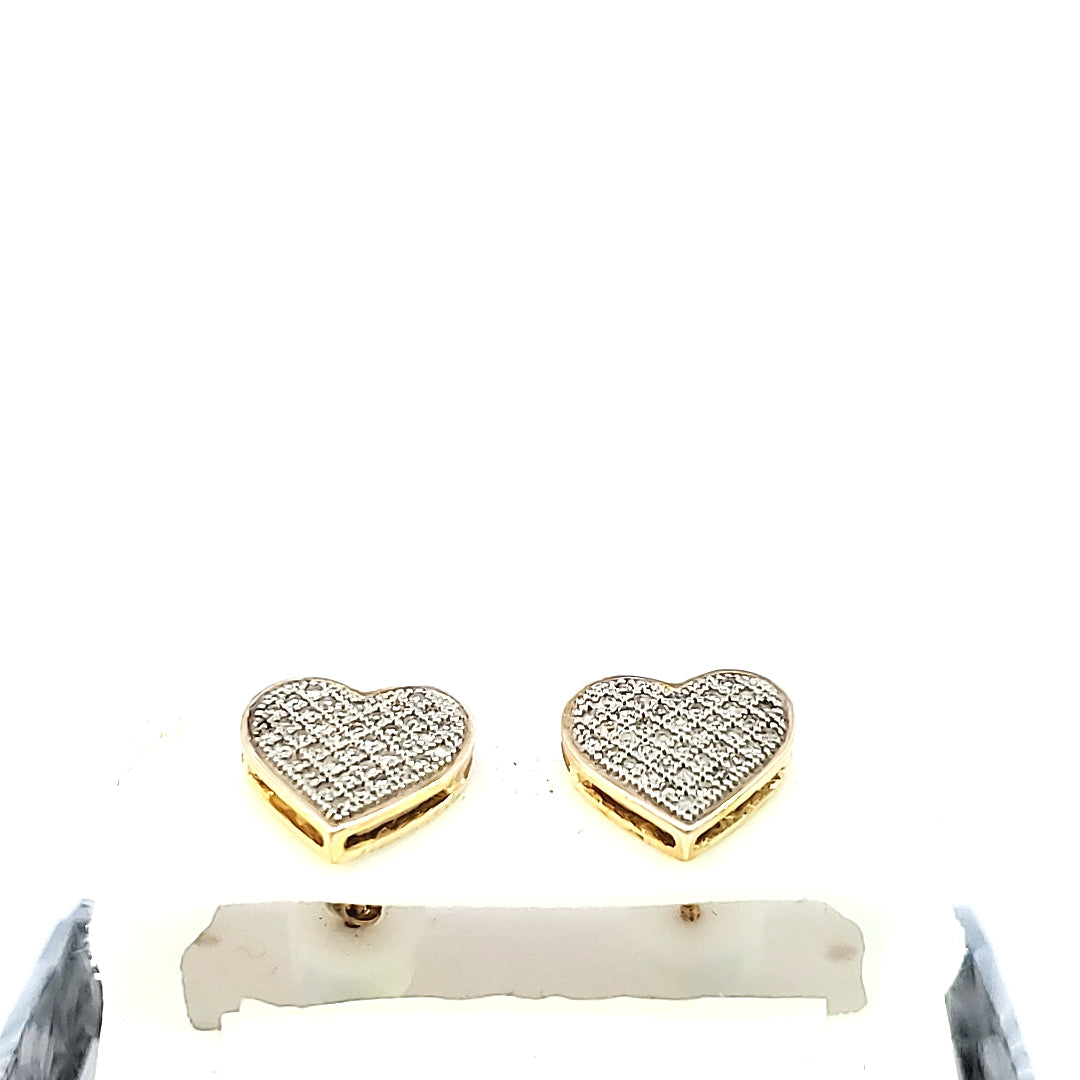 10K Y Gold with 0.25 Ct MP Diamond Heart Earring (B) for Girls/Women
