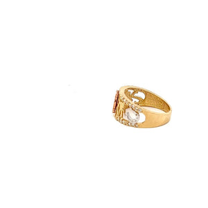 10K Real Gold TC CZ Lucky-7 with Owl Fancy Ring