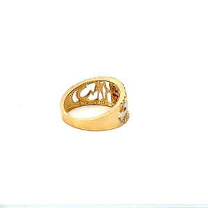 10K Real Gold TC CZ Lucky-7 with Owl Fancy Ring