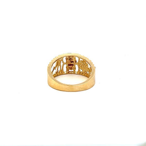 10K Real Gold TC CZ Lucky-7 with Owl Fancy Ring