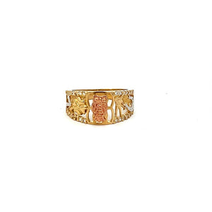 10K Real Gold TC CZ Lucky-7 with Owl Fancy Ring