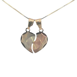 10K Real Gold Tri-Color DC Breakable Heart Charm with Box Chain