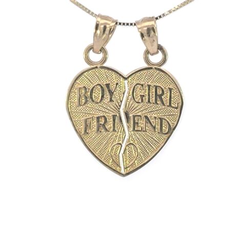 10K Real Gold Boy Girl Friend Breakable Heart Charm