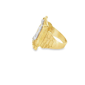 10K Real Gold Two Tone Mother Mary Ring