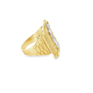 10K Real Gold Two Tone Mother Mary Ring