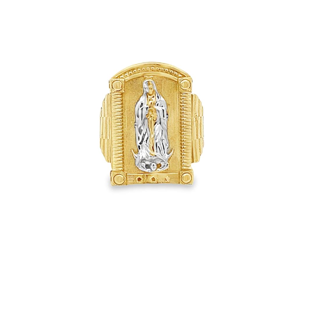 10K Real Gold Two Tone Mother Mary Ring