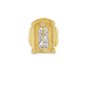 10K Real Gold Two Tone Mother Mary Ring