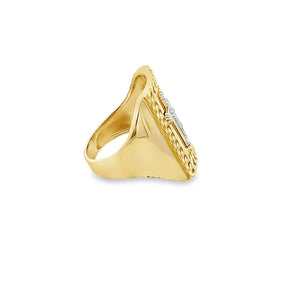 10K Real Gold Two Tone Rectangular Cross Ring