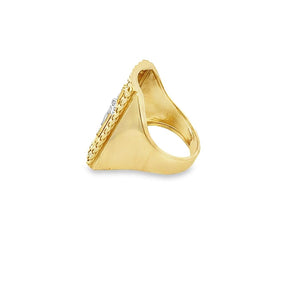 10K Real Gold Two Tone Rectangular Cross Ring