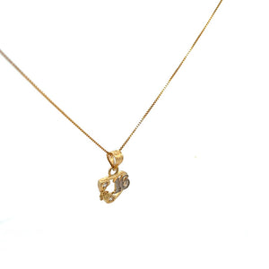 10K Real Gold Two Tone Heart and Flower Sweet 16 Charm with Box Chain