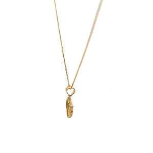 10K Real Gold Two Tone Heart and Flower Sweet 16 Charm with Box Chain