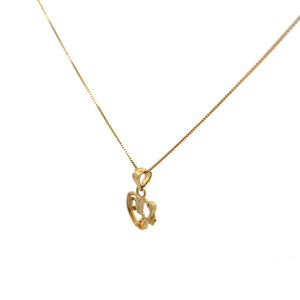10K Real Gold Two Tone Heart and Flower Sweet 16 Charm with Box Chain