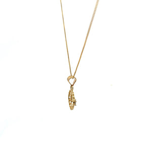 10K Real Gold Two Tone Heart and Flower Sweet 16 Charm with Box Chain