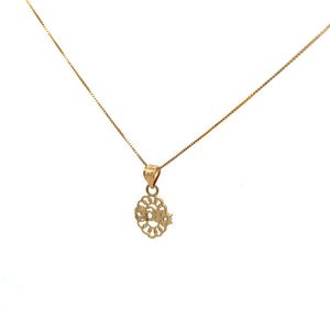 10K Real Gold Two Tone Circular Design Sweet 16 Charm with Box Chain