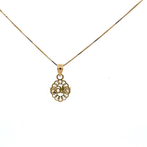 10K Real Gold Two Tone Circular Design Sweet 16 Charm with Box Chain
