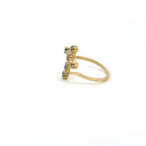 10K Real Gold Cross Design Fancy CZ Ring
