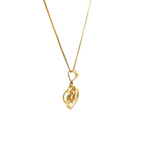 10K Real Gold Double Heart CZ Charm With Box Chain