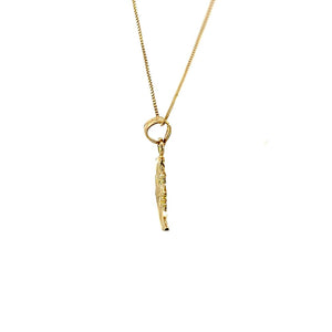 10K Real Gold Half Moon Face Star Charm/ Pendant With Box Chain
