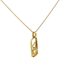 10K Real Gold Double Heart Rectangular Charm/ Pendant With Box Chain