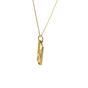 10K Real Gold Double Heart Rectangular Charm/ Pendant With Box Chain