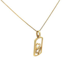 10K Real Gold Double Heart Rectangular Charm/ Pendant With Box Chain