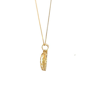 10K Real Gold CZ Heart Angel Charm/ Pendant With Box Chain