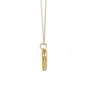 10K Real Gold CZ Heart Angel Charm/ Pendant With Box Chain