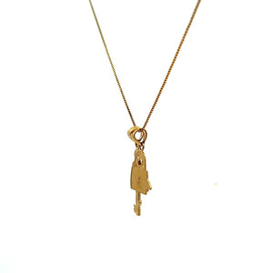 10K Real Gold Lock & Key Charm/ Pendant With Box Chain