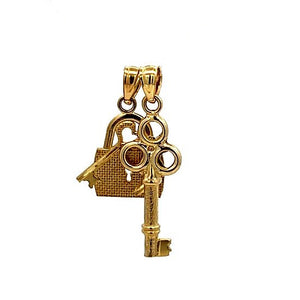 10K Real Gold Lock & Key Charm/ Pendant With Box Chain