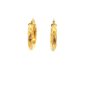 10K Real Gold Triangle Design Hoop Earrings