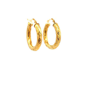 10K Real Gold Triangle Design Hoop Earrings