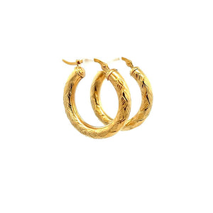 10K Real Gold Triangle Design Hoop Earrings