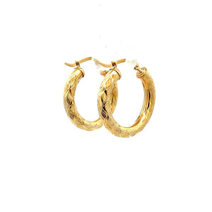 10K Real Gold Triangle Design Hoop Earrings
