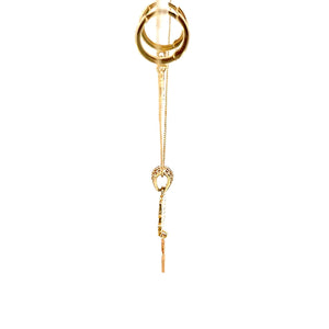 10K Real Gold Key Style Blue Cat Face Set/ Charm/ Earrings