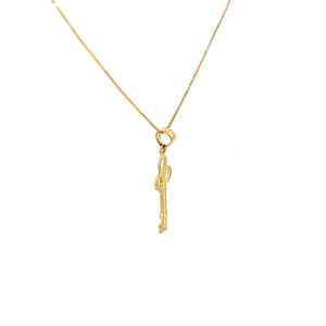 10K Real Gold Lock & Key Charm/ Pendant With Box Chain