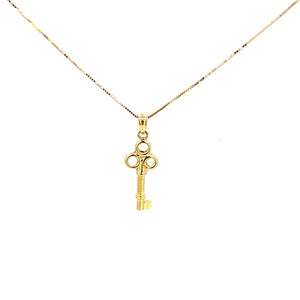 10K Real Gold Lock & Key Charm/ Pendant With Box Chain