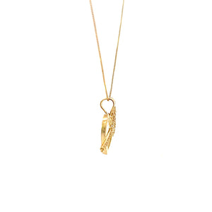 10K Real Gold Heart & CZ Key Charm With Box Chain