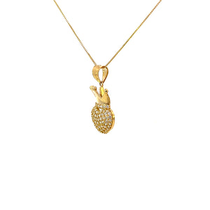 10K Real Gold CZ Crown Heart Charm With Box Chain
