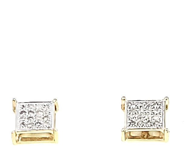 10K Y Gold with 0.10 Ct MP Diamond Square Earring (M) for Girls/Women